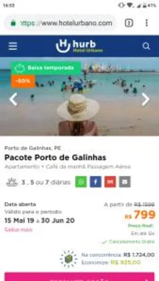 Pacote Porto de Galinhas Aéreo + Hospedagem com Café da manhã | R$799