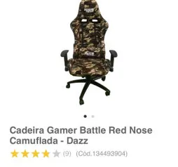 Cadeira Gamer Battle Red Nose Camuflada - Dazz | R$849