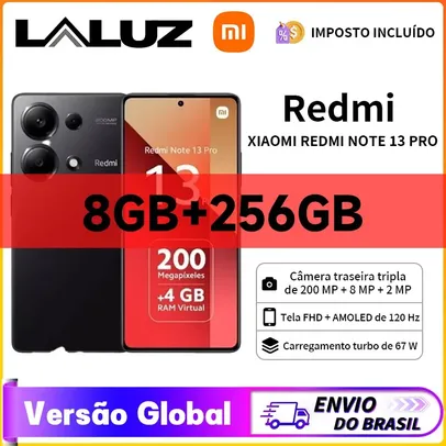 Smartphone Xiaomi Redmi Note 13 Pro, Tela Full HD com 120Hz, Câmera Tripla, Carregamento Turbo de 67W e NFC