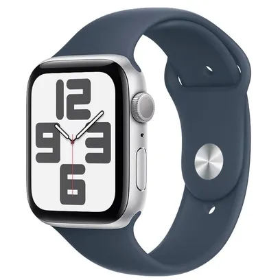 Product photo Apple Watch Se (GPS 44 mm) Caixa Prateada De Alumínio Pulseira Esportiva Azul-tempestade - Mg