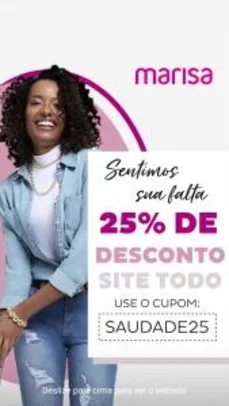 25% OFF todo o site Marisa