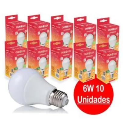 10 Lampadas Led (6W - E27) Bulbo 6500k Luz Branca Fria e Bivolt - Ourolux - R$ 8