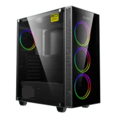 Gabinete Gamer Gamemax Draco XD, Mid Tower, Vidro Temperado, RGB, Black, ATX, Sem Fonte, Com 3 Fans, 3603