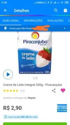 Creme de leite Piracanjuba com magalupay - R$2