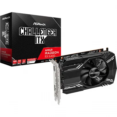 Placa de Vídeo AsRock Challenger ITX AMD Radeon RX 6400, 4GB, GDDR6, FRS, Ray Tracing, RX6400 CLI 4G