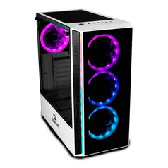 Gabinete Gamer Redragon Grapple, Mid Tower, Vidro Temperado, White, GC-607-WH, Sem Fonte, Sem Fan