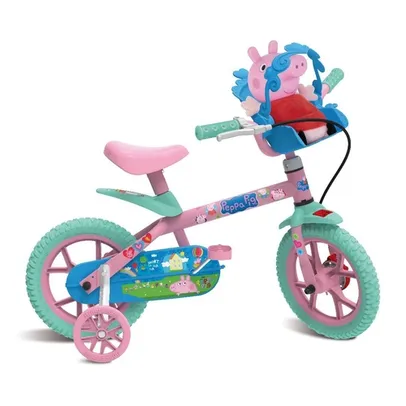 (AME R$233) (SUPER CAÇADOR AME R$163) Bicicleta Infantil 12'' Peppa Pig Bandeirante