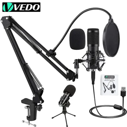 [NOVOS USUARIOS] Kit Microfone Estúdio VEDO BM800 USB Com Pop Filter | R$130