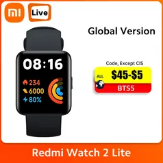 Smartwatch Redmi Watch 2 Lite, Versão Global GPS.