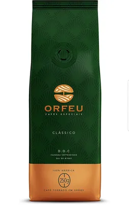 Café em Grãos Clássico Orfeu 250g - 100% arábica | R$14