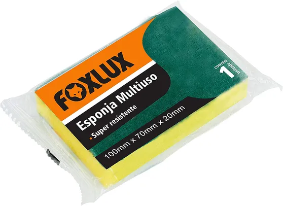 Esponja Multiuso Foxlux – 1 unidade – 100 x 70 x 20 mm – Dupla face | R$0,94