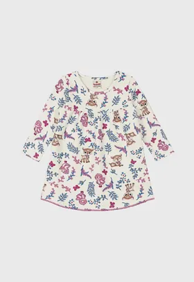 Vestido Infantil Brandili Bichinho Branco - Tam. 2 e 3 anos 