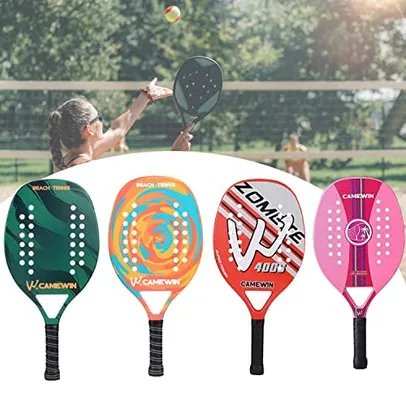 Raquete Para Beach Tennis Profissional Em Fibra Carbono Com Capa Protetora - Camewin - Cores Sortidas