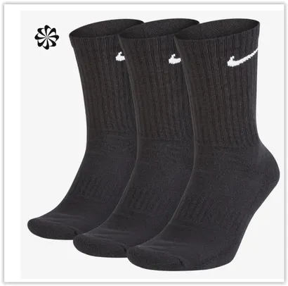 Meias Cano Alto Nike Everyday Cushion Crew - 3 Pares