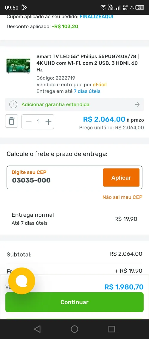 Imagem na descrição da promoção