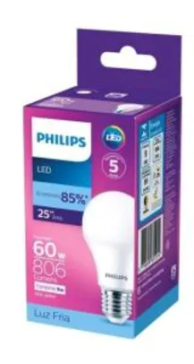 Kit Lâmpadas LED 10 Unidades Branca E27 9W - 6500WK Philips | R$70