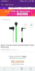 Razer - Fone de Ouvido HammerHead V2 (Sem Microfone)