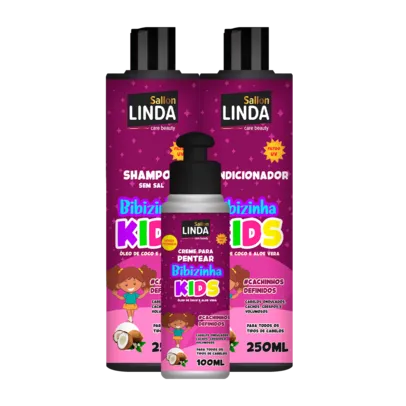 Saindo por R$ 9,99: Kit Sallon Linda Kids Shampoo + Condicionador + Creme Pentear Bibizinha | Pelando