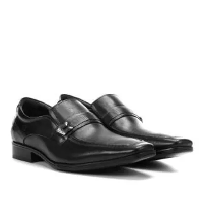 Sapato Casual Couro Democrata Cronos Flex Cushion Fivela - Preto