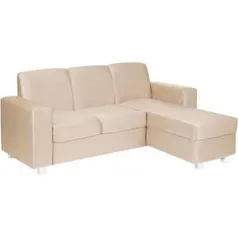 Sofá com Chaise 3 Lugares Aruja New Chenille pp Bege - at.home por R$ 260