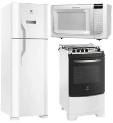 Refrigerador Electrolux Frost Free 371L + Fogão 4 Bocas + Micro-ondas 31L | R$2.879