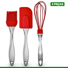 Kit Jogo Espatula De Silicone Pincel Culinária Pão Duro P/ Confeitaria