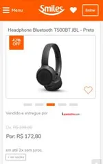 Headphone JBL Tune 500 Bluetooth Preto R$ 173