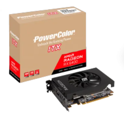 Placa de Vídeo PowerColor AMD Radeon RX 6400 ITX, 4GB, GDDR6, FSR, Ray Tracing, AXRX 6400 4GBD6-DH