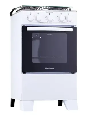 Fogão Atlas 4 Bocas Coliseum Plus com Mesa de Inox, Forno com Amplo Visor e Acendimento Manual – Branco