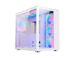 Gabinete Gamer Rise Mode Galaxy Glass Standard, Mid Tower, ARGB, ATX, Lateral e Frontal em Vidro, 10x Cooler Fan, Branco - RM-GA-GGSW-ARGB