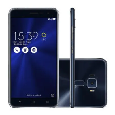 Smartphone Asus Zenfone 3 ZE552KL 32GB e 3GB RAM Preto Safira 4G Tela 5.5" 16 MP Android 6.0 R$1061