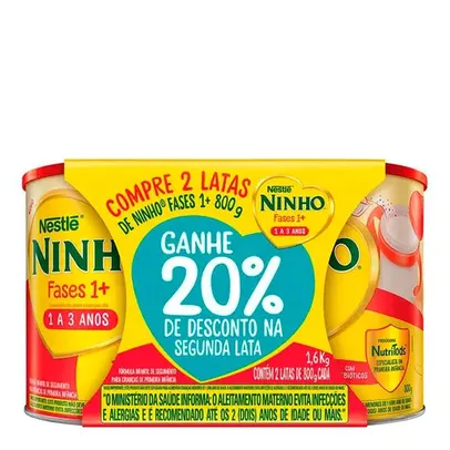 Kit Fórmula Infantil Ninho Fases 1+ com 2 unidades de 800g