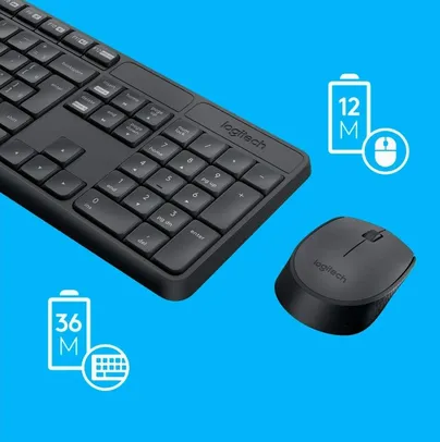 [Prime] Combo Teclado e Mouse sem fio Logitech MK235 USB Pilhas Inclusas ABNT2 | R$124,99