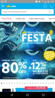 ANIVERSÁRIO SUBMARINO | ATÉ 80% OFF + 12% NO BOLETO (FRETE GRÁTIS NO APP)