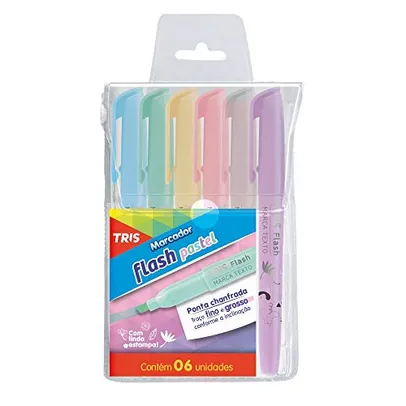 Marca Texto Flash - Pastel - Estojo C/6 Cores - Tris