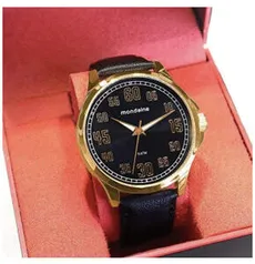 Relógio Mondaine Masculino Analógico Dourado Couro Preto - R$100