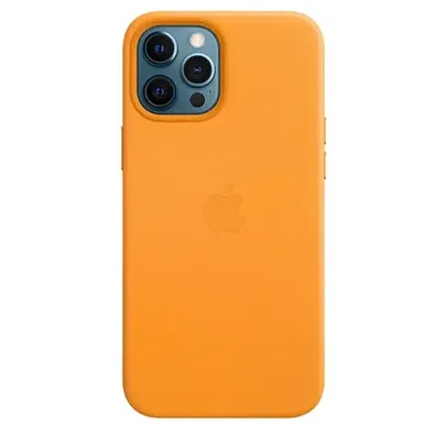 Capa de Couro com Magsafe para iPhone 12 Pro Max - Papoula-Laranja