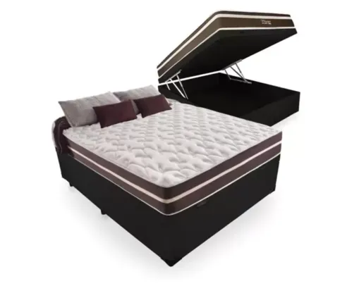 Cama Box Com Baú Casal + Colchão De Molas - Comfort Prime - Classic Superlastic 138cm