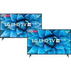 [R$5.858 AME] Smart TV LG 70'' 70UN7310 UHD 4K + Smart TV LG 50'' 50UN7310 UHD 4K | R$6.299