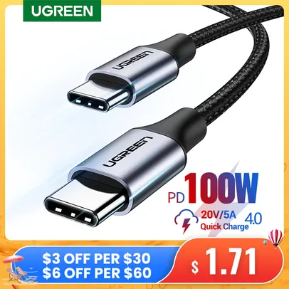 [NOVOS USUÁRIOS] CABO USB TIPO C UGREEN | R$ 8