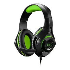 Headset Gamer Warrior Rama P3+USB Stereo P2 LED Verde - PH299 | R$110