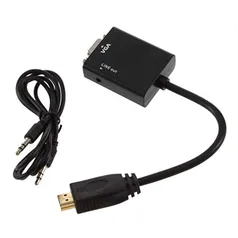 [PRIME]Cabo Adaptador Conversor Hdmi Para VGA Com Saída P2 De Áudio | R$27