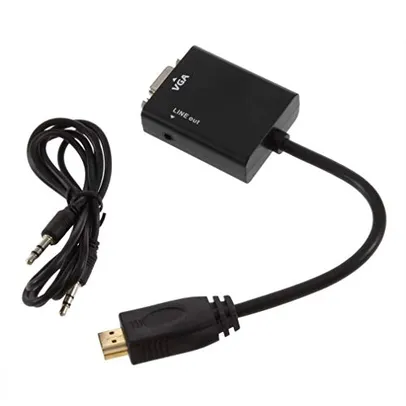 Saindo por R$ 25: [PRIME]Cabo Adaptador Conversor Hdmi Para VGA Com Saída P2 De Áudio | R$27 | Pelando