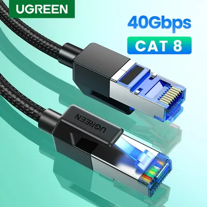 Cabo Ethernet trançado de algodão UGREEN para laptops Lan Internet Network PS 4 roteador CAT8 40 Gbps 2000 MHz RJ45