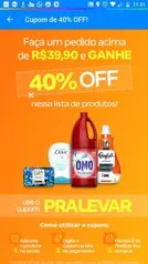 [APP] 40% OFF em um pedido acima de R$40 na lista