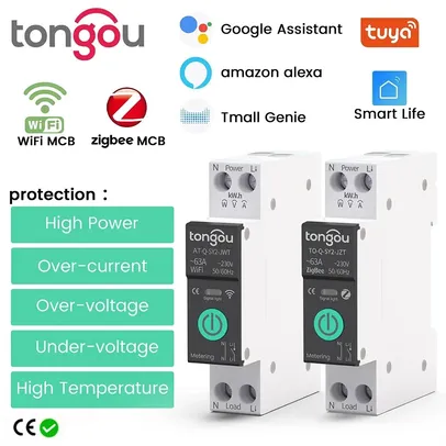  Disjuntor Inteligente Tuya Wifi Com Medição 63a