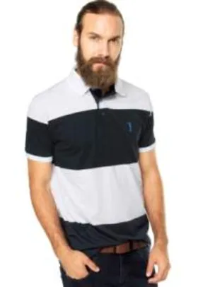 [DAFITI] Camisa Polo Aleatory Logo Azul/Branca - R$ 59,90 com o cupom CA801401