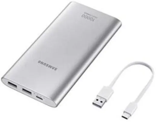 [PRIME] Carregador Portátil Carga Rápida 10,000Mah USB Tipo C Prata, Samsung