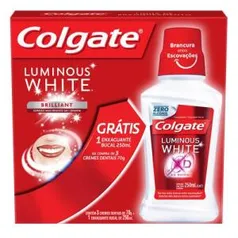 [8 Kits] Creme Dental Colgate Luminous White Brilliant Mint 70g 3 Unidades + Enxaguante Bucal 250ml | R$63