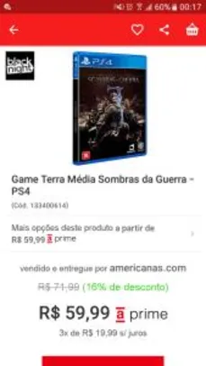 Game Terra Média Sombras da Guerra - PS4 - R$60